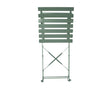 Olive green folding garden chair with slatted wooden backrest and metal frame, vertical view