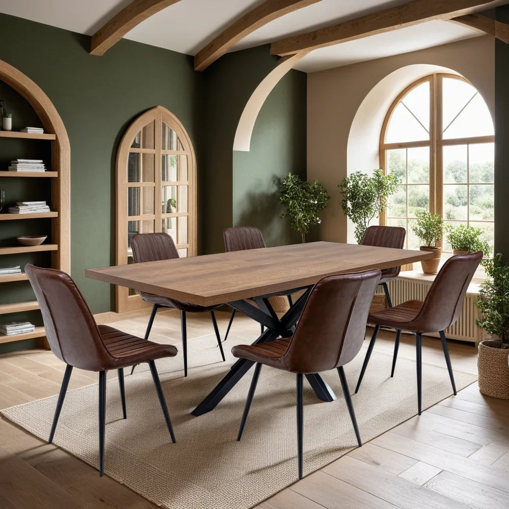 Dark Oak 1.6m Extending Dining Table with 0.4m Extension Leaf