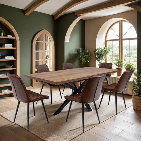 Dark Oak 1.6m Extending Dining Table with 0.4m Extension Leaf