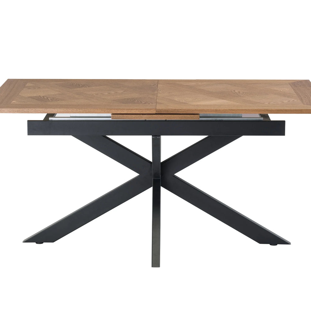 Medium Oak Veneer 1.6m Extending Dining Table with 0.4m Leaf