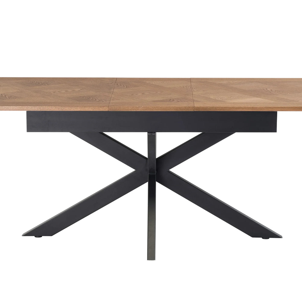 Medium Oak Veneer 1.6m Extending Dining Table with 0.4m Leaf