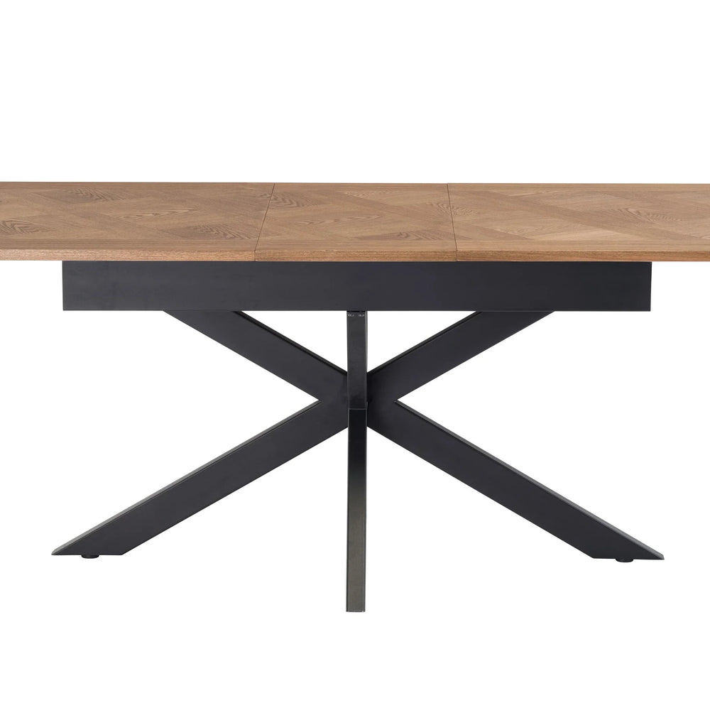 Medium Oak Veneer 1.6m Extending Dining Table with 0.4m Leaf