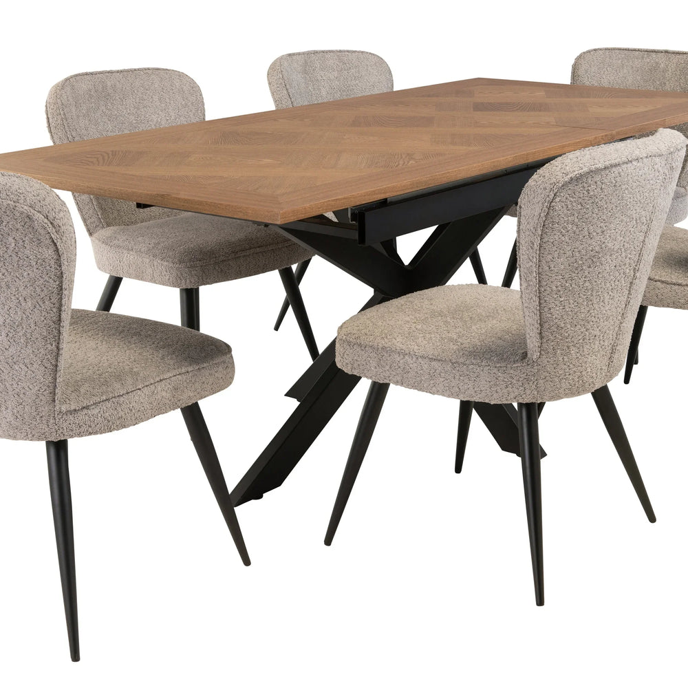 Medium Oak Veneer 1.6m Extending Dining Table with 0.4m Leaf