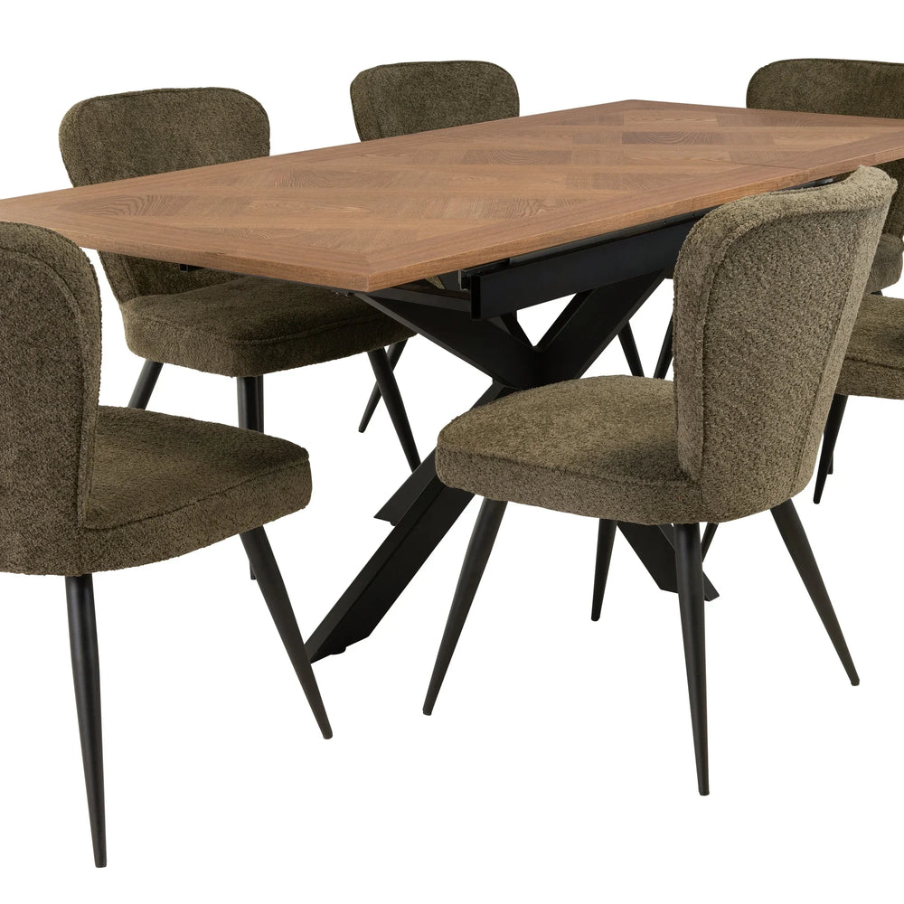 Medium Oak Veneer 1.6m Extending Dining Table with 0.4m Leaf