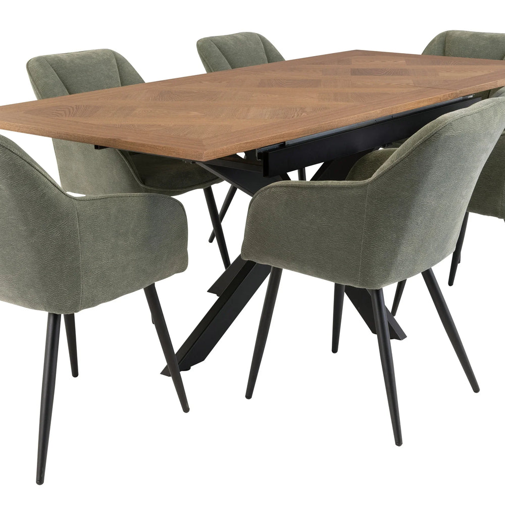 Medium Oak Veneer 1.6m Extending Dining Table with 0.4m Leaf