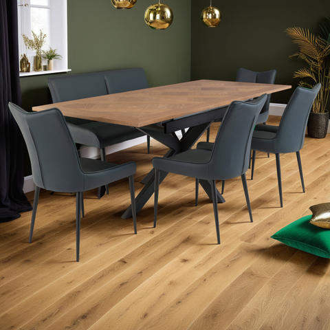 Teal Upholstered Dining Chair with Black Legs - Modern Design