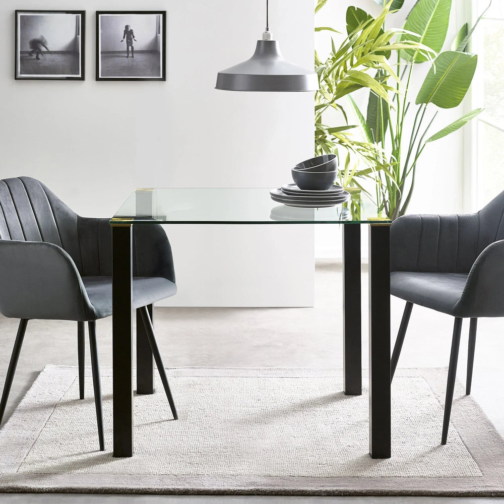 Piero Square Table - Glass and Black - PIE002