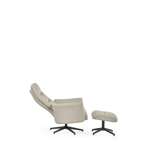 Priya Grey Faux PU Leather Recliner Chair and Stool - Grey - PRI001