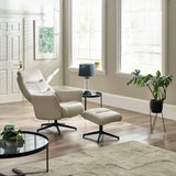 Priya Grey Faux PU Leather Recliner Chair and Stool - Grey - PRI001