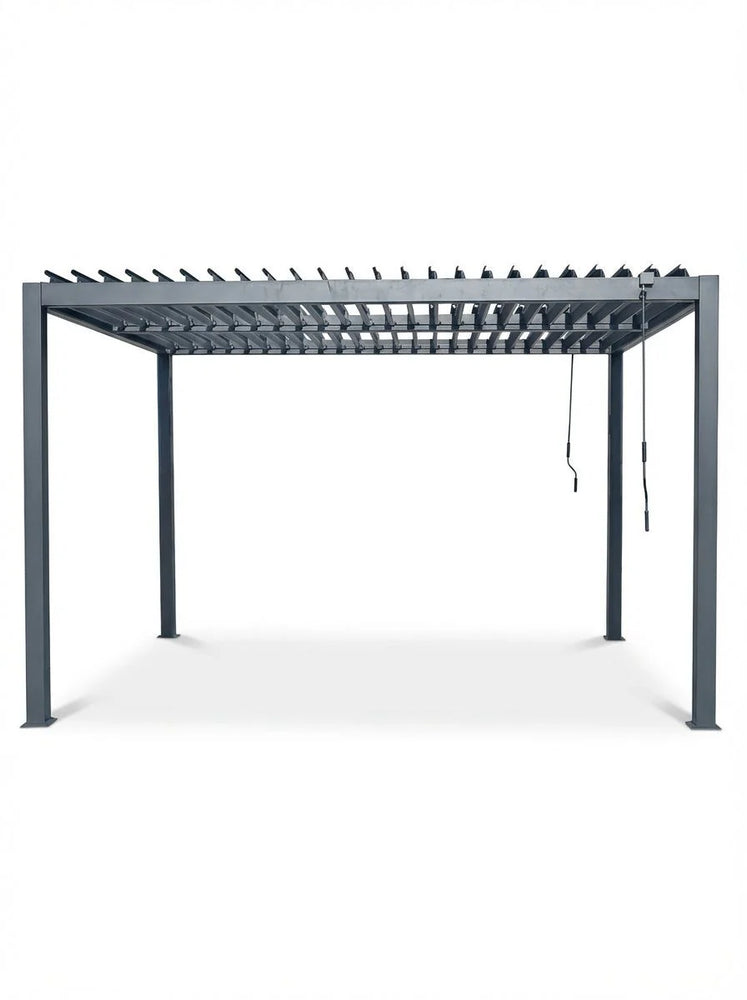 Gray metal pergola on a white background