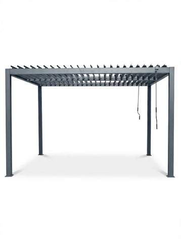 Gray metal pergola on a white background