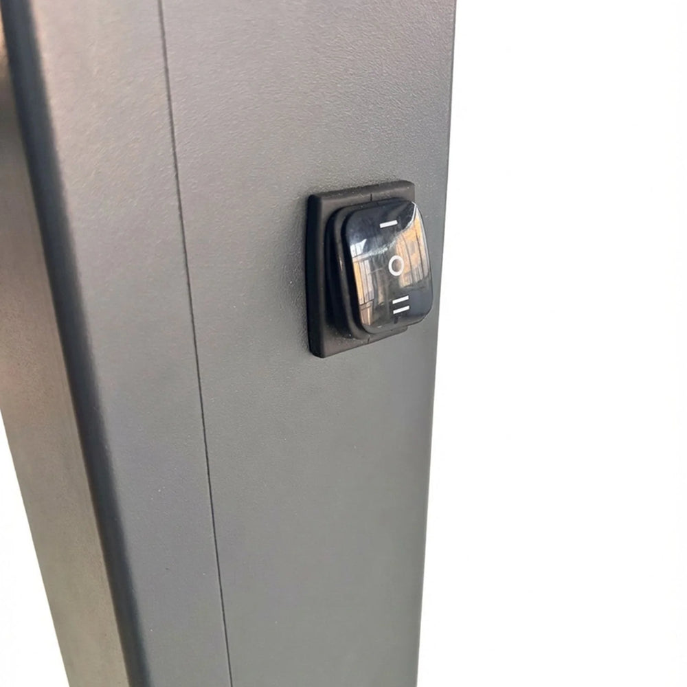 Metallic surface with a rectangular switch or sensor