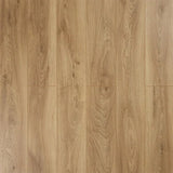 Pale oak wood effect laminate flooring with natural grain and light brown finish