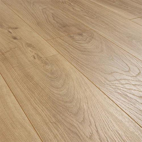 Pale oak wood flooring planks with natural grain texture in close-up view