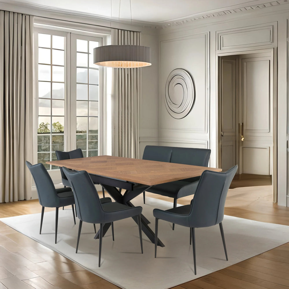 Medium Oak Veneer 1.6m Extending Dining Table with 0.4m Leaf