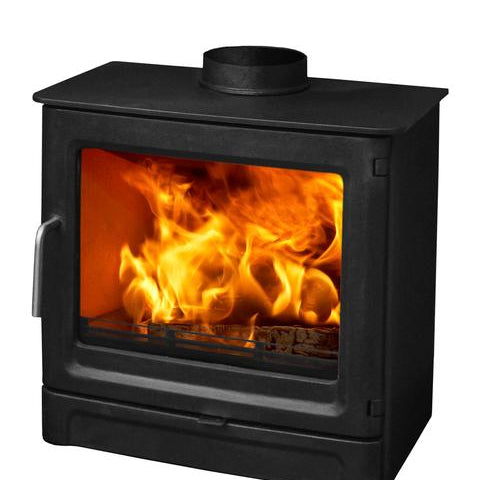 R6 ECO widescreen wood burning stove in modern fireplace | Home Centre Direct UK
