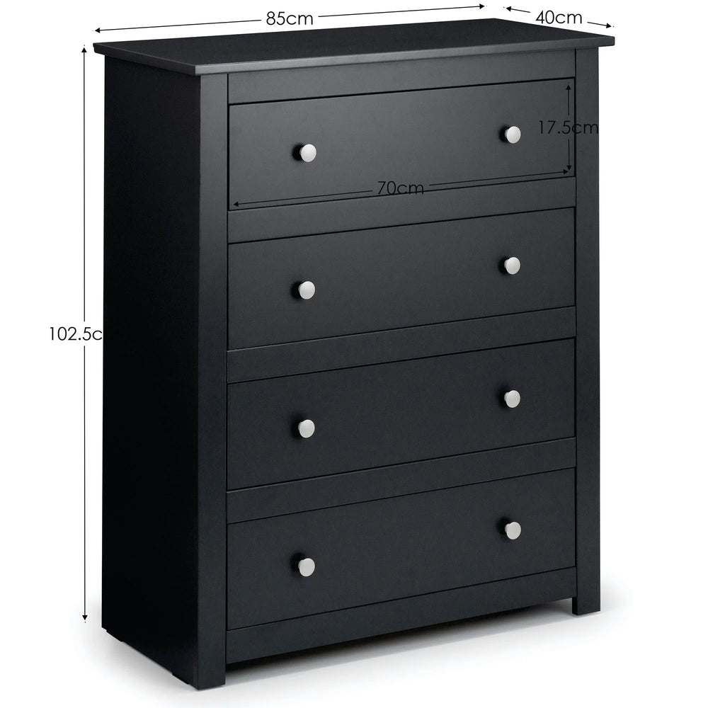 Radley 4 Drawer Chest - Black - RAD102