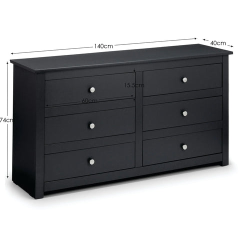 Radley 6 Drawer Chest - Black - RAD103