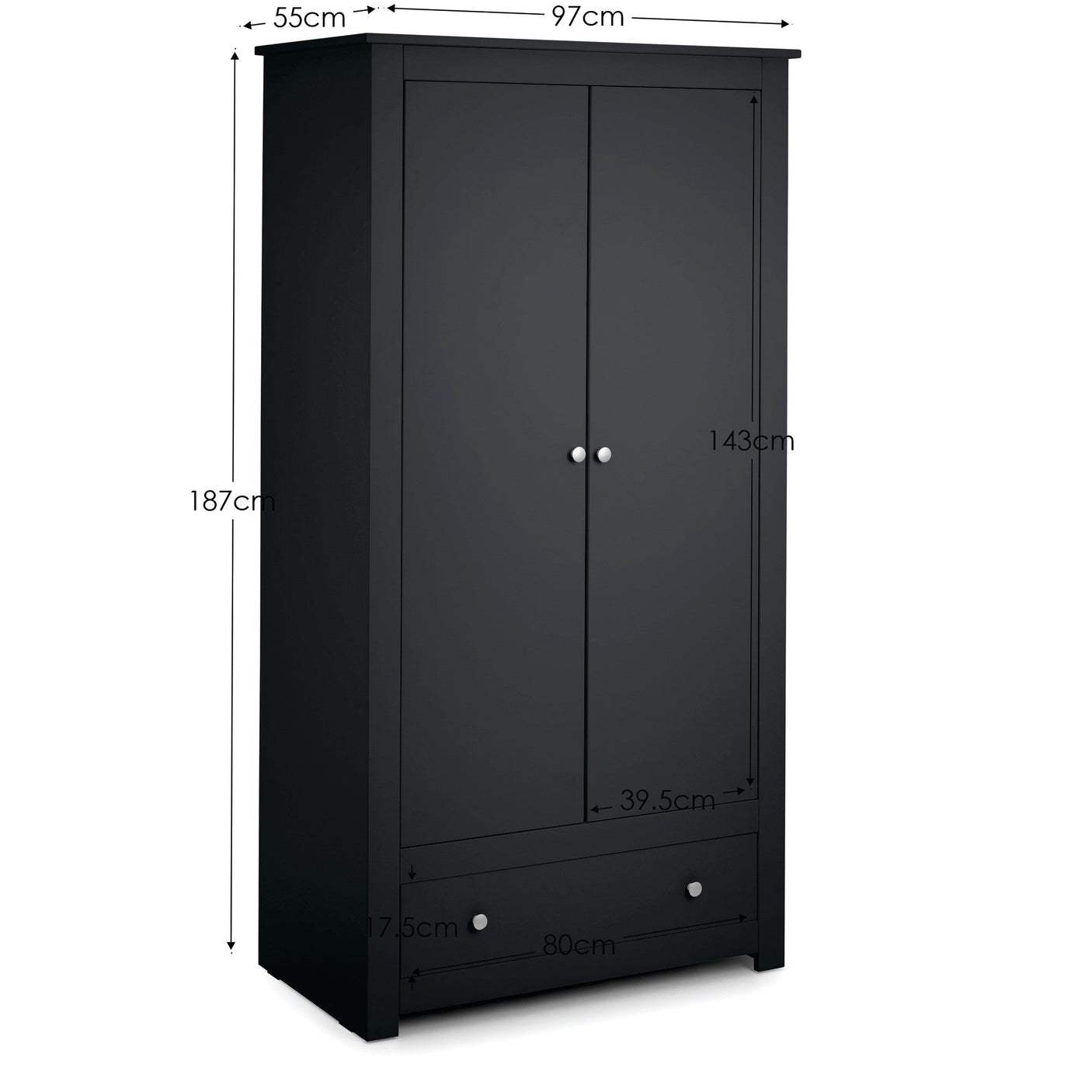 Radley Wardrobe - Black - RAD104