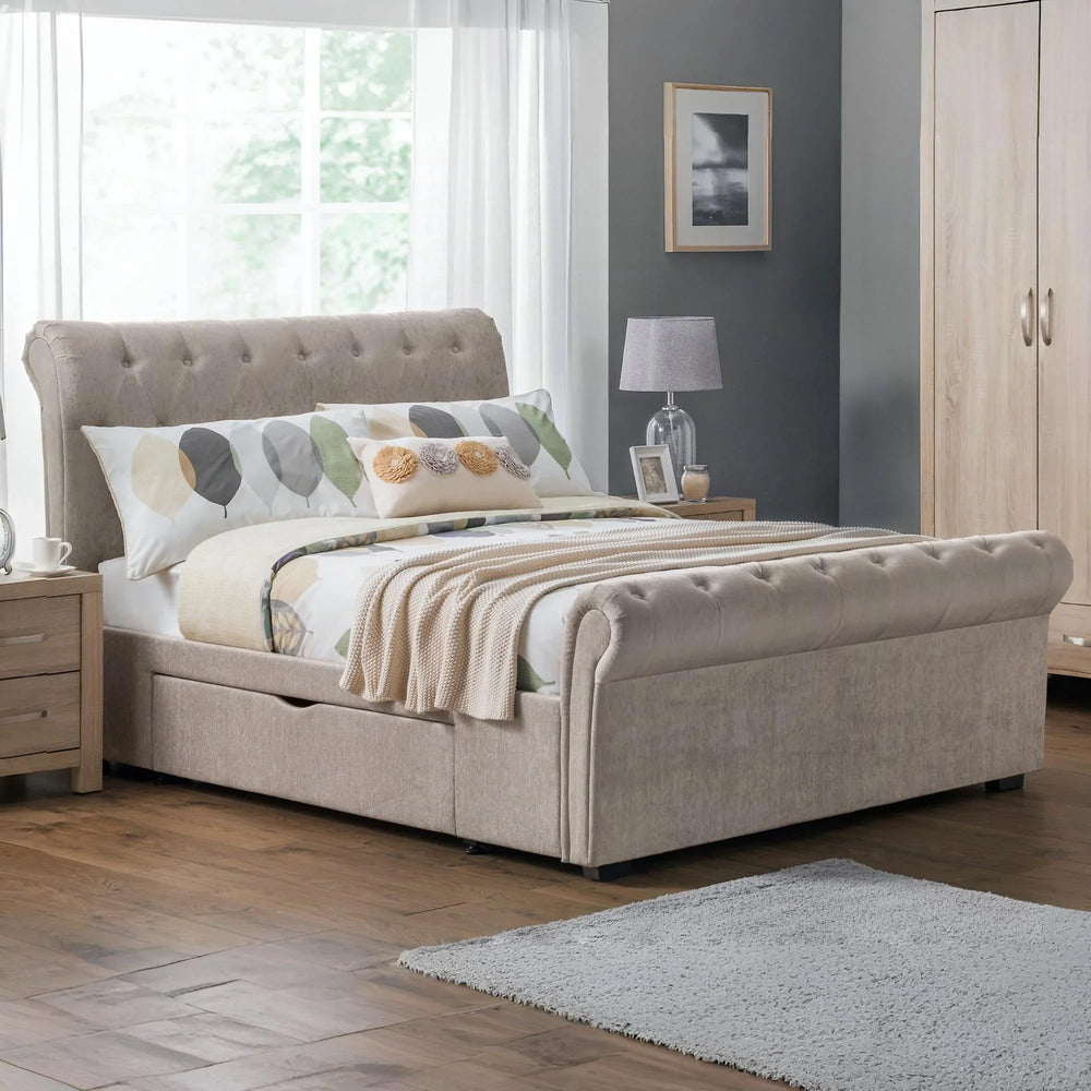 Ravello 2 Drawer Storage Bed - Beige / King - RAV004