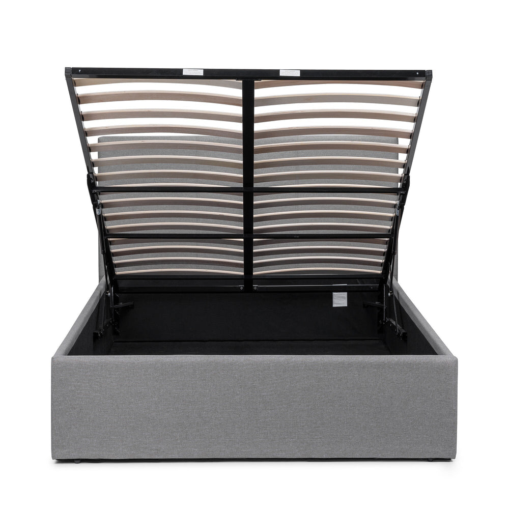 Rialto Ottoman Lift-Up Storage Bed - Light Grey / Double - RIA301