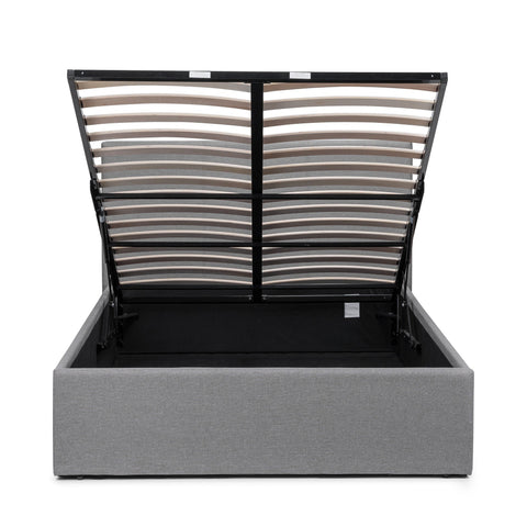 Rialto Ottoman Lift-Up Storage Bed - Light Grey / Double - RIA301