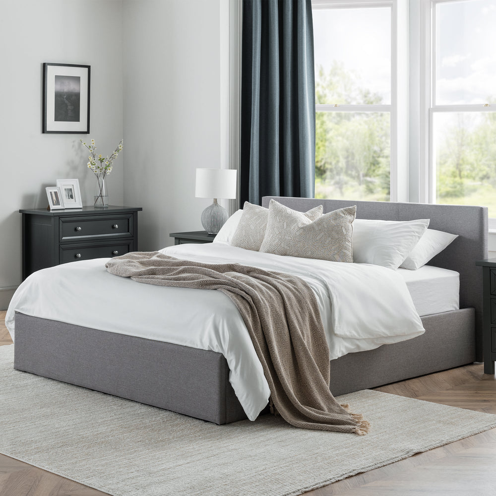 Rialto Ottoman Lift-Up Storage Bed - Light Grey / Double - RIA301