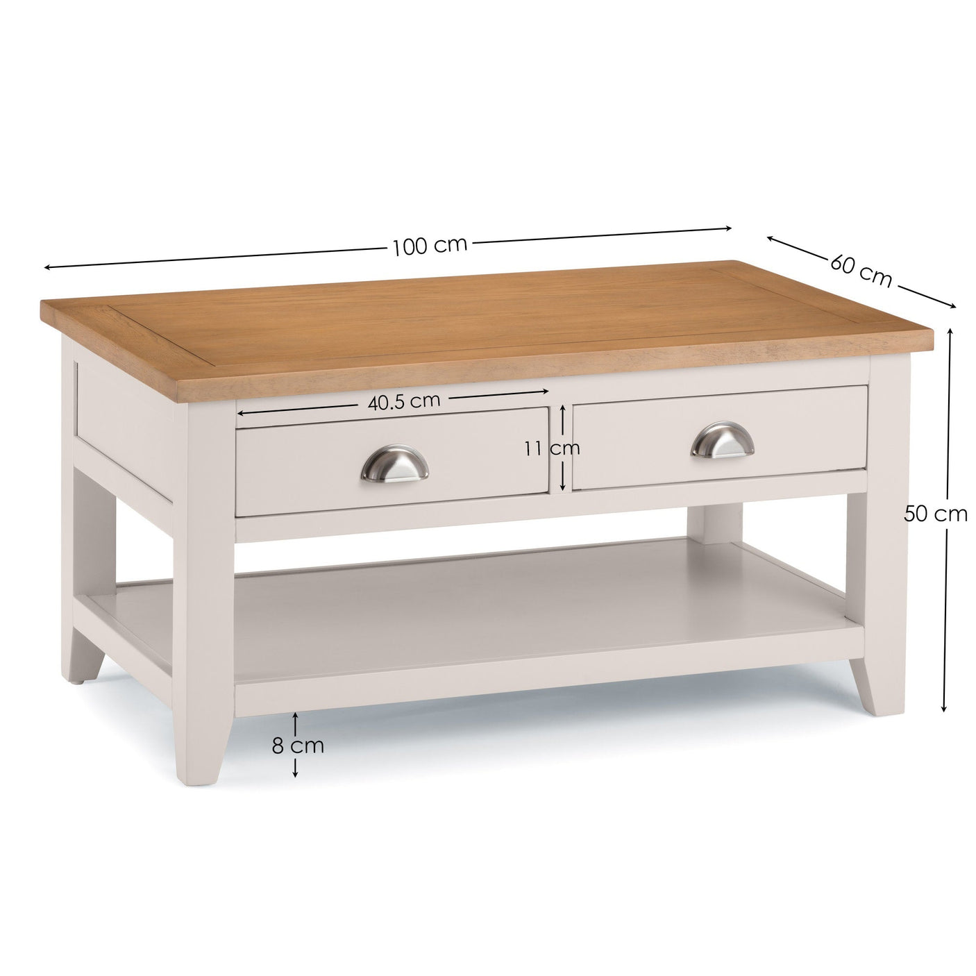 Richmond Coffee Table With 2 Drawers - Grey - RIC203