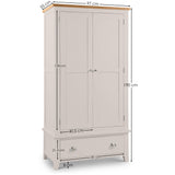 Richmond 2 Door 1 Drawer Wardrobe - Grey - RIC304