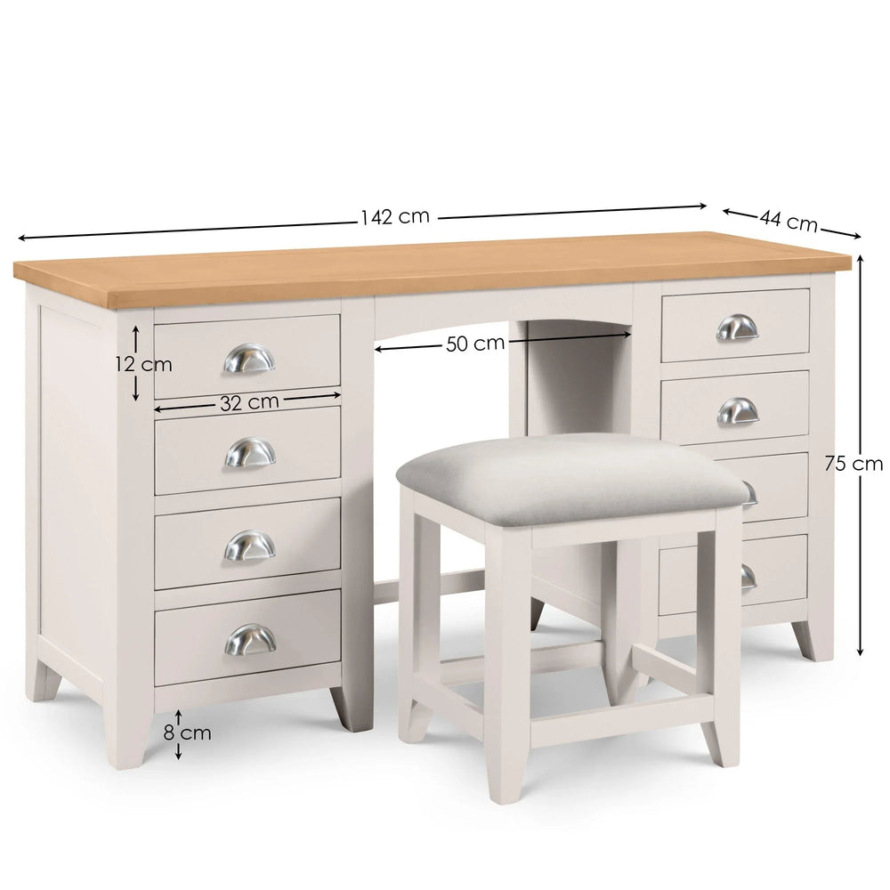 Richmond Twin Pedestal Dressing Table - Grey - RIC306