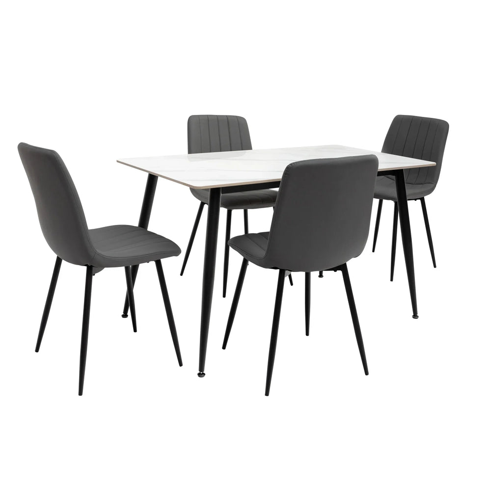 Stylish 1.6m Snow White Dining Table with Black Legs