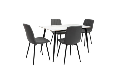 Stylish 1.6m Snow White Dining Table with Black Legs