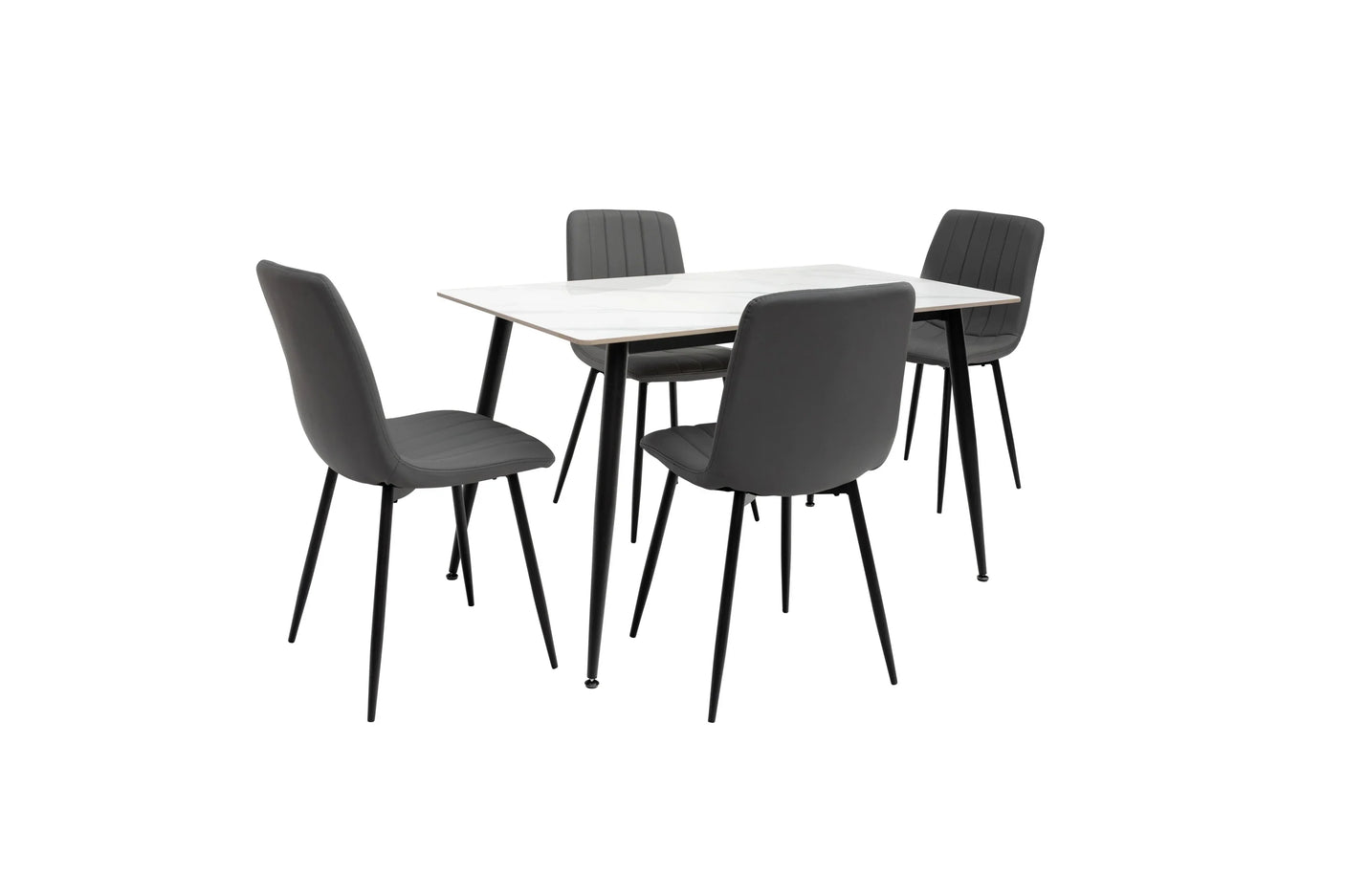 Stylish 1.6m Snow White Dining Table with Black Legs