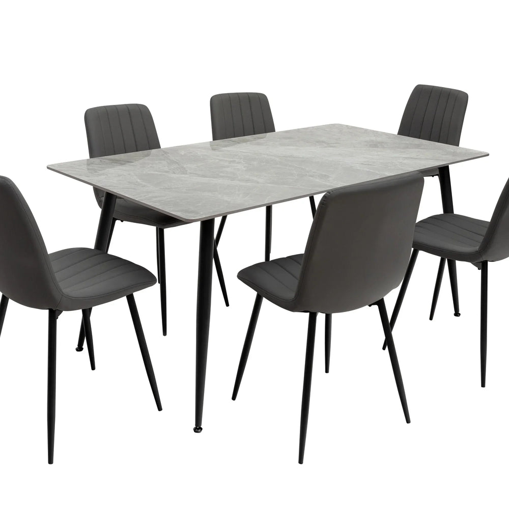 Stylish 1.6m Grey Dining Table with Black Legs for Modern Homes