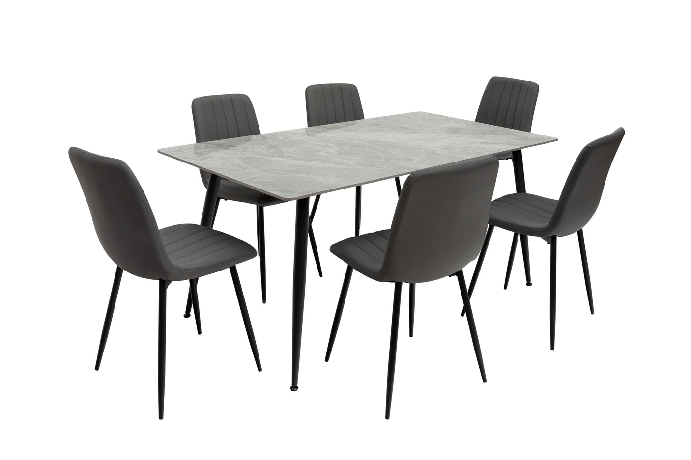 Stylish 1.6m Grey Dining Table with Black Legs for Modern Homes