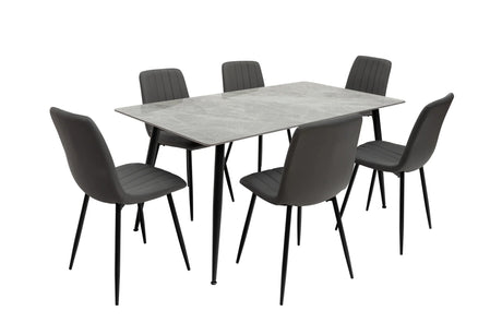 Stylish 1.6m Grey Dining Table with Black Legs for Modern Homes