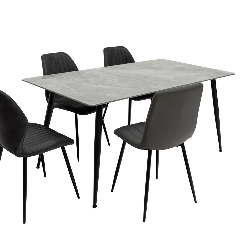 Stylish 1.6m Grey Dining Table with Black Legs for Modern Homes