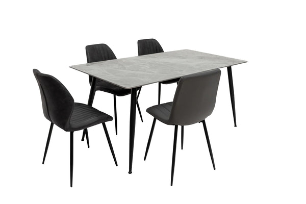 Stylish 1.6m Grey Dining Table with Black Legs for Modern Homes