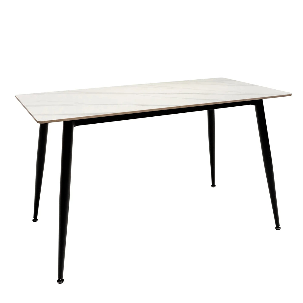 Stylish 1.6m Snow White Dining Table with Black Legs