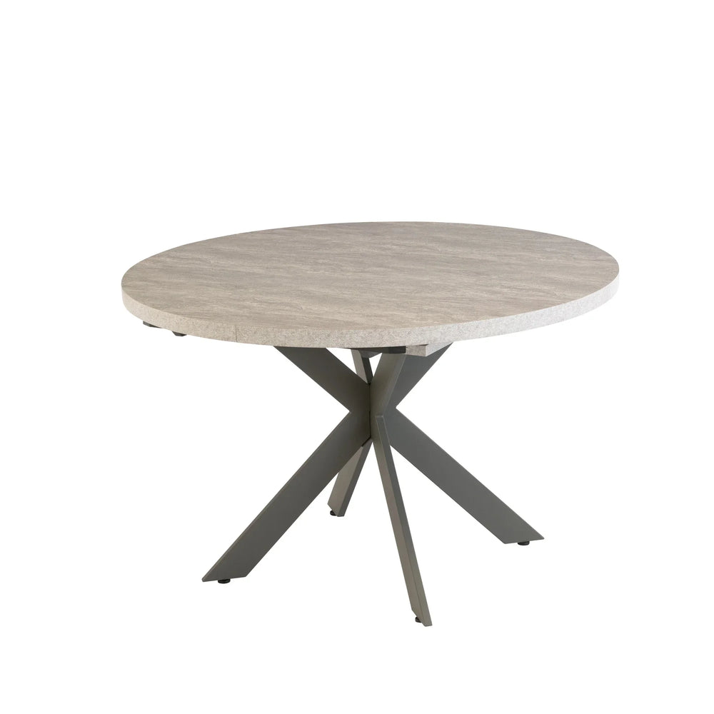 Light Grey Round Extending Dining Table 1.2m to 1.6m with Grey Legs