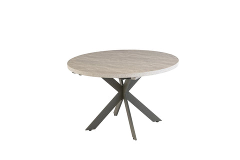 Light Grey Round Extending Dining Table 1.2m to 1.6m with Grey Legs