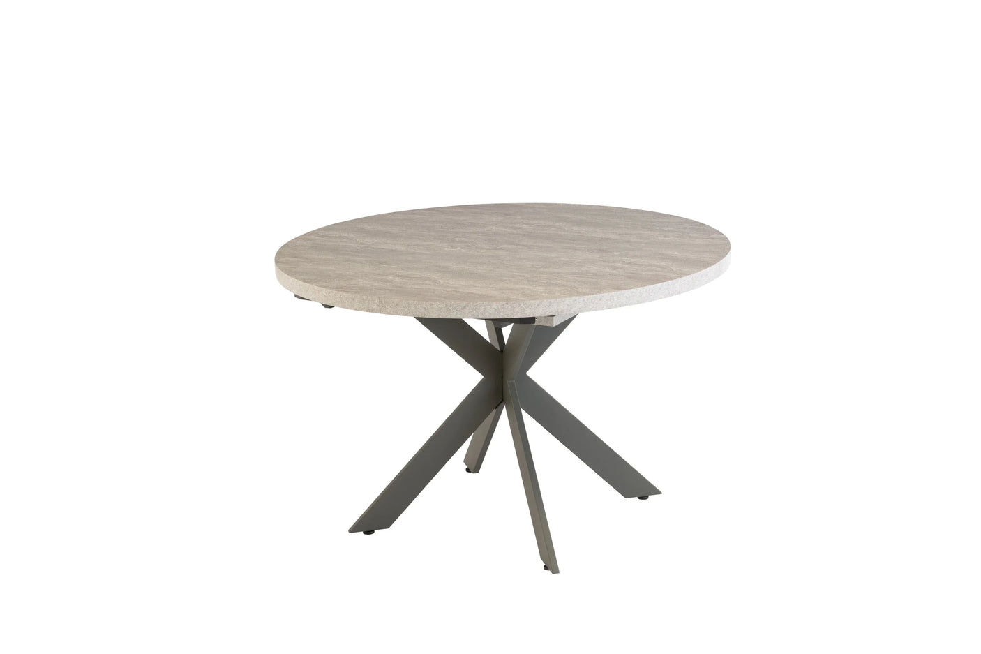 Light Grey Round Extending Dining Table 1.2m to 1.6m with Grey Legs