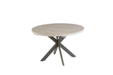 Light Grey Round Extending Dining Table 1.2m to 1.6m with Grey Legs