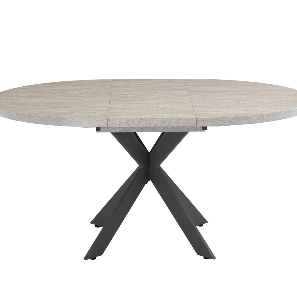 Light Grey Round Extending Dining Table 1.2m to 1.6m with Grey Legs