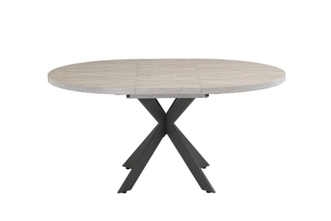Light Grey Round Extending Dining Table 1.2m to 1.6m with Grey Legs