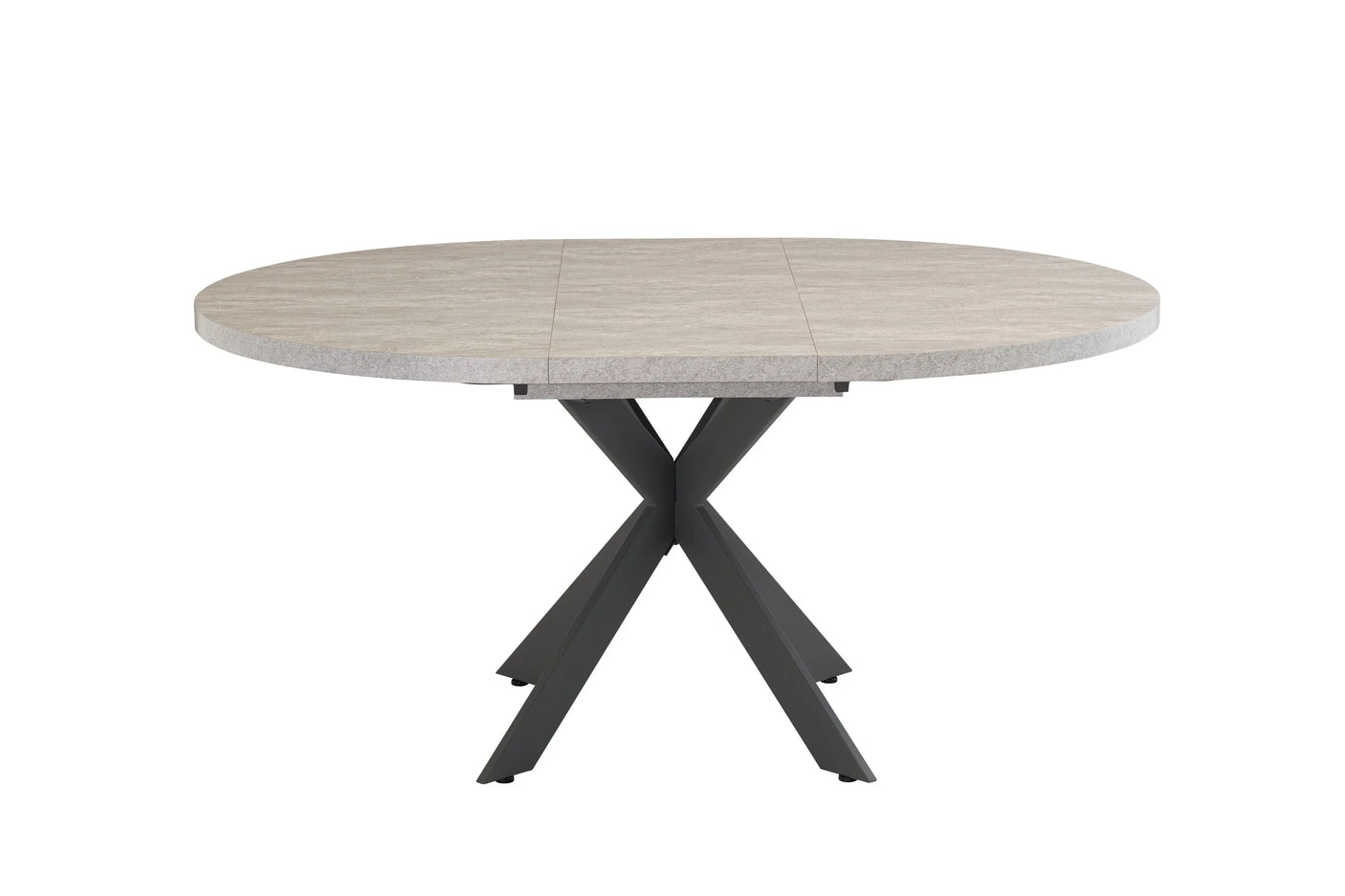 Light Grey Round Extending Dining Table 1.2m to 1.6m with Grey Legs