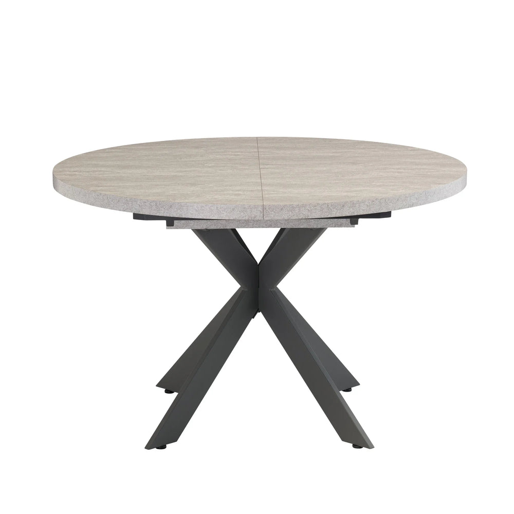 Light Grey Round Extending Dining Table 1.2m to 1.6m with Grey Legs