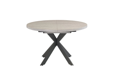 Light Grey Round Extending Dining Table 1.2m to 1.6m with Grey Legs