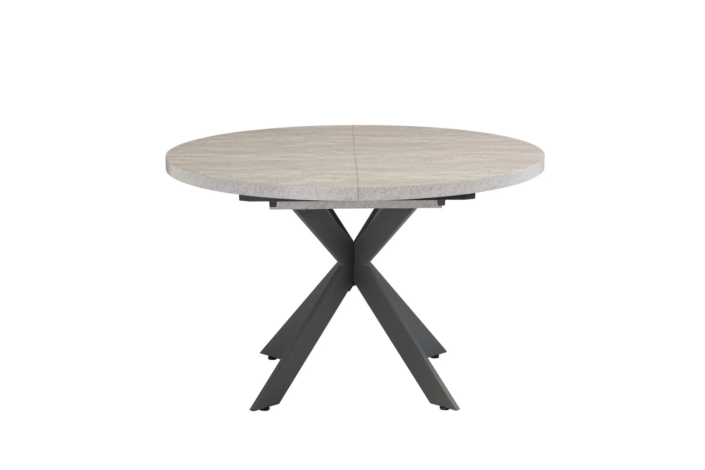 Light Grey Round Extending Dining Table 1.2m to 1.6m with Grey Legs