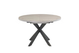 Light Grey Round Extending Dining Table 1.2m to 1.6m with Grey Legs